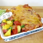 Bacon & Sweet Potato Enchiladas in a Casserole Dish