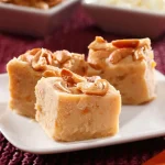 Salted Cashew Sweet Potato Fudge on a white plate