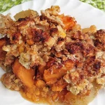 Splenda Yam Apple Crisp on a white plate