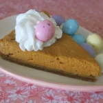 Sweet Potato Ice Box Pie topped with Mini Chocolate Eggs and Whipped Cream