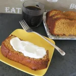 Sweet Potato Marzipan Brunch Cake on a yellow plate