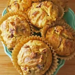 Pile of Sweet Potato Muffins with Candied Ginger