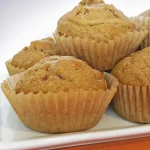 Sweet Potato & Peanut Butter Breakfast Muffins on a white plate