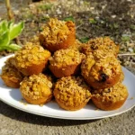 Yam & Banana Raisin Spice Muffins on a plate