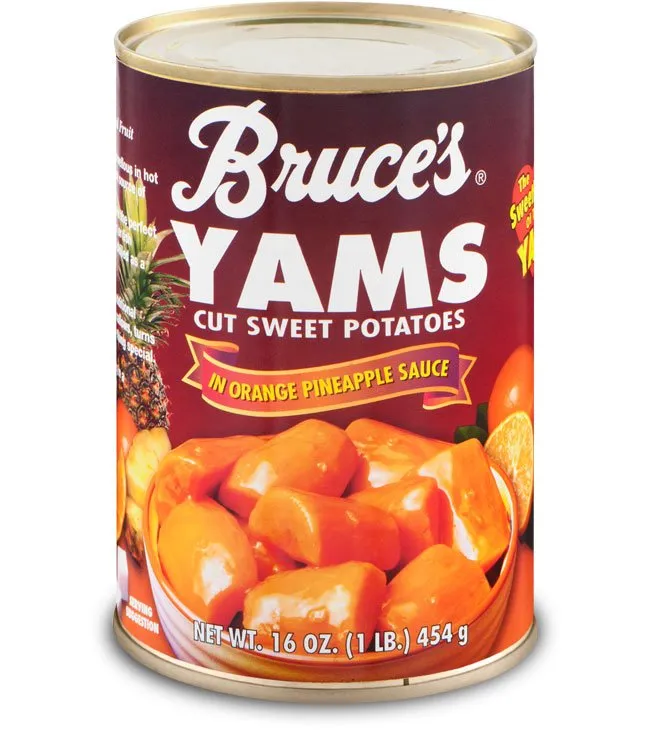 orange-pineapple-16 Can of BRUCE'S YAMS CUT SWEET POTATOES<br />
IN ORANGE PINEAPPLE SAUCE