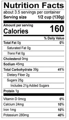 orange-pineapple-16-nutrition Nutrition label for BRUCE'S YAMS CUT SWEET POTATOES IN ORANGE PINEAPPLE SAUCE